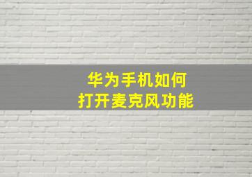 华为手机如何打开麦克风功能