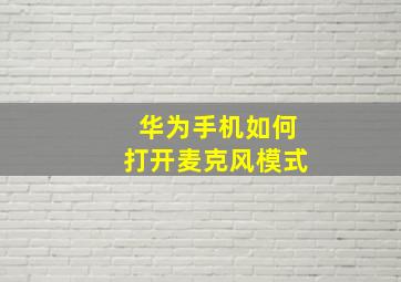 华为手机如何打开麦克风模式