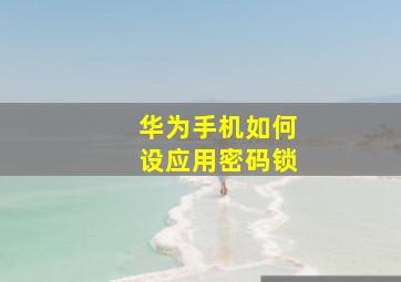 华为手机如何设应用密码锁