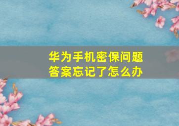 华为手机密保问题答案忘记了怎么办