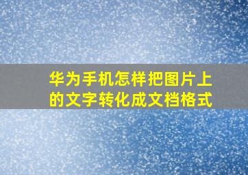 华为手机怎样把图片上的文字转化成文档格式