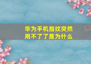 华为手机指纹突然用不了了是为什么