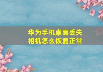 华为手机桌面丢失相机怎么恢复正常