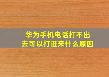 华为手机电话打不出去可以打进来什么原因