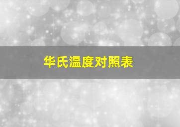 华氏温度对照表