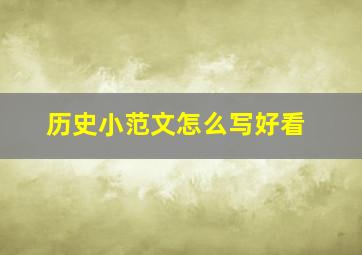 历史小范文怎么写好看