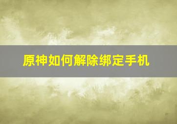 原神如何解除绑定手机