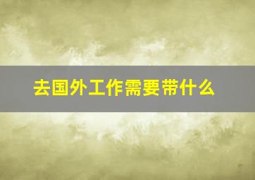 去国外工作需要带什么