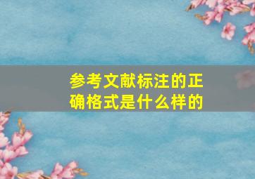 参考文献标注的正确格式是什么样的