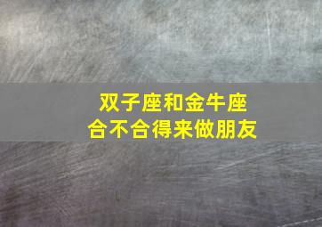 双子座和金牛座合不合得来做朋友