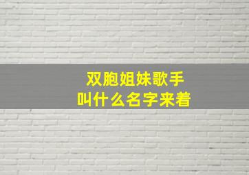 双胞姐妹歌手叫什么名字来着