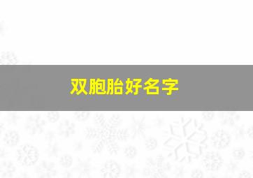 双胞胎好名字