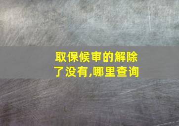 取保候审的解除了没有,哪里查询