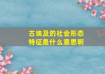 古埃及的社会形态特征是什么意思啊