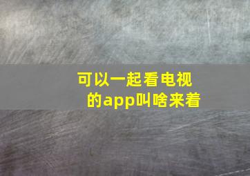 可以一起看电视的app叫啥来着