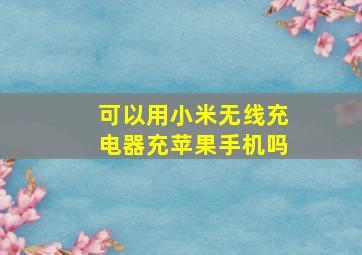 可以用小米无线充电器充苹果手机吗