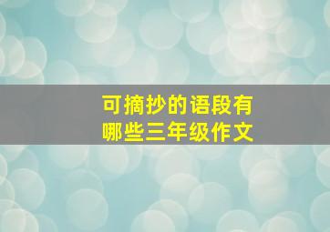 可摘抄的语段有哪些三年级作文