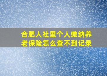 合肥人社里个人缴纳养老保险怎么查不到记录