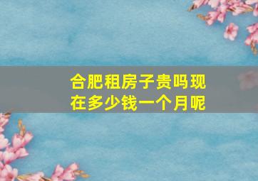 合肥租房子贵吗现在多少钱一个月呢