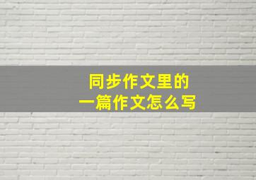 同步作文里的一篇作文怎么写