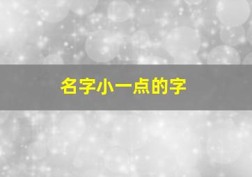 名字小一点的字