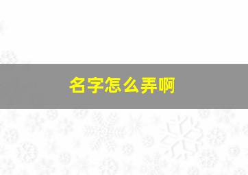 名字怎么弄啊