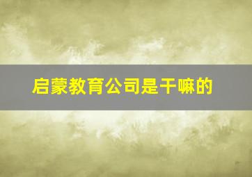 启蒙教育公司是干嘛的