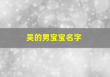 吴的男宝宝名字