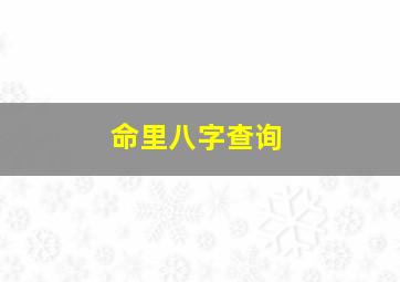 命里八字查询