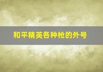 和平精英各种枪的外号