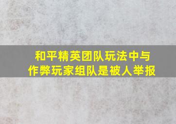 和平精英团队玩法中与作弊玩家组队是被人举报