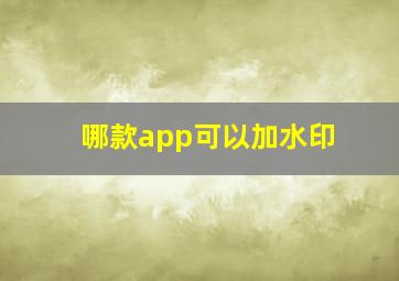 哪款app可以加水印