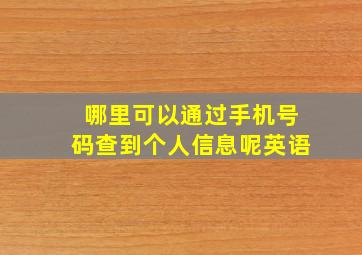 哪里可以通过手机号码查到个人信息呢英语