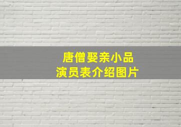 唐僧娶亲小品演员表介绍图片