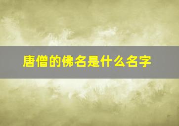 唐僧的佛名是什么名字