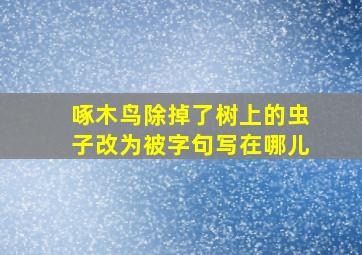 啄木鸟除掉了树上的虫子改为被字句写在哪儿