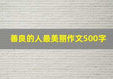 善良的人最美丽作文500字