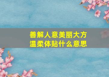 善解人意美丽大方温柔体贴什么意思