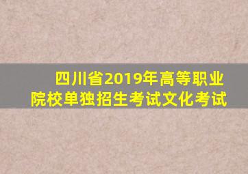 四川省2019年高等职业院校单独招生考试文化考试