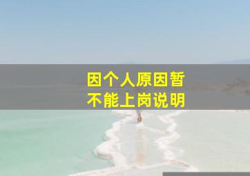 因个人原因暂不能上岗说明