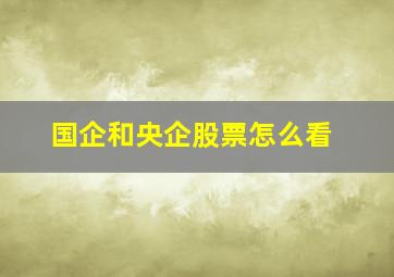 国企和央企股票怎么看