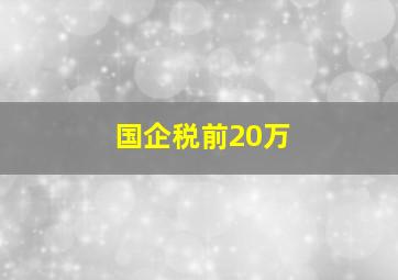 国企税前20万