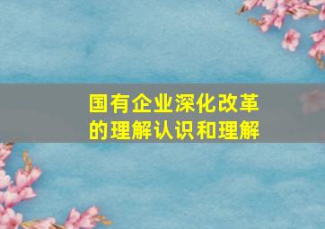 国有企业深化改革的理解认识和理解