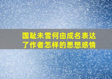 国耻未雪何由成名表达了作者怎样的思想感情