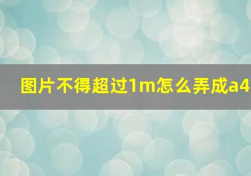 图片不得超过1m怎么弄成a4