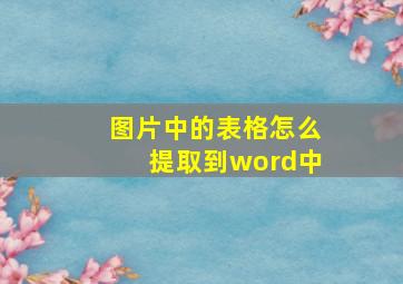 图片中的表格怎么提取到word中