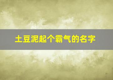 土豆泥起个霸气的名字