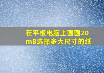 在平板电脑上画画20mB选择多大尺寸的纸