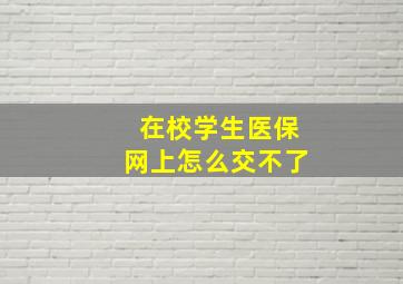 在校学生医保网上怎么交不了