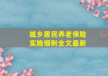 城乡居民养老保险实施细则全文最新